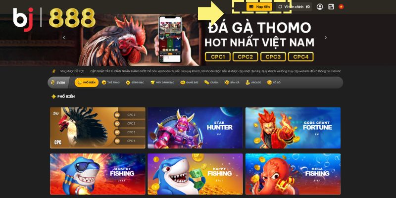 Hướng dẫn cách nạp tiền BJ888 qua tiền điện tử an toàn Truy cập vào trang nạp tiền BJ888